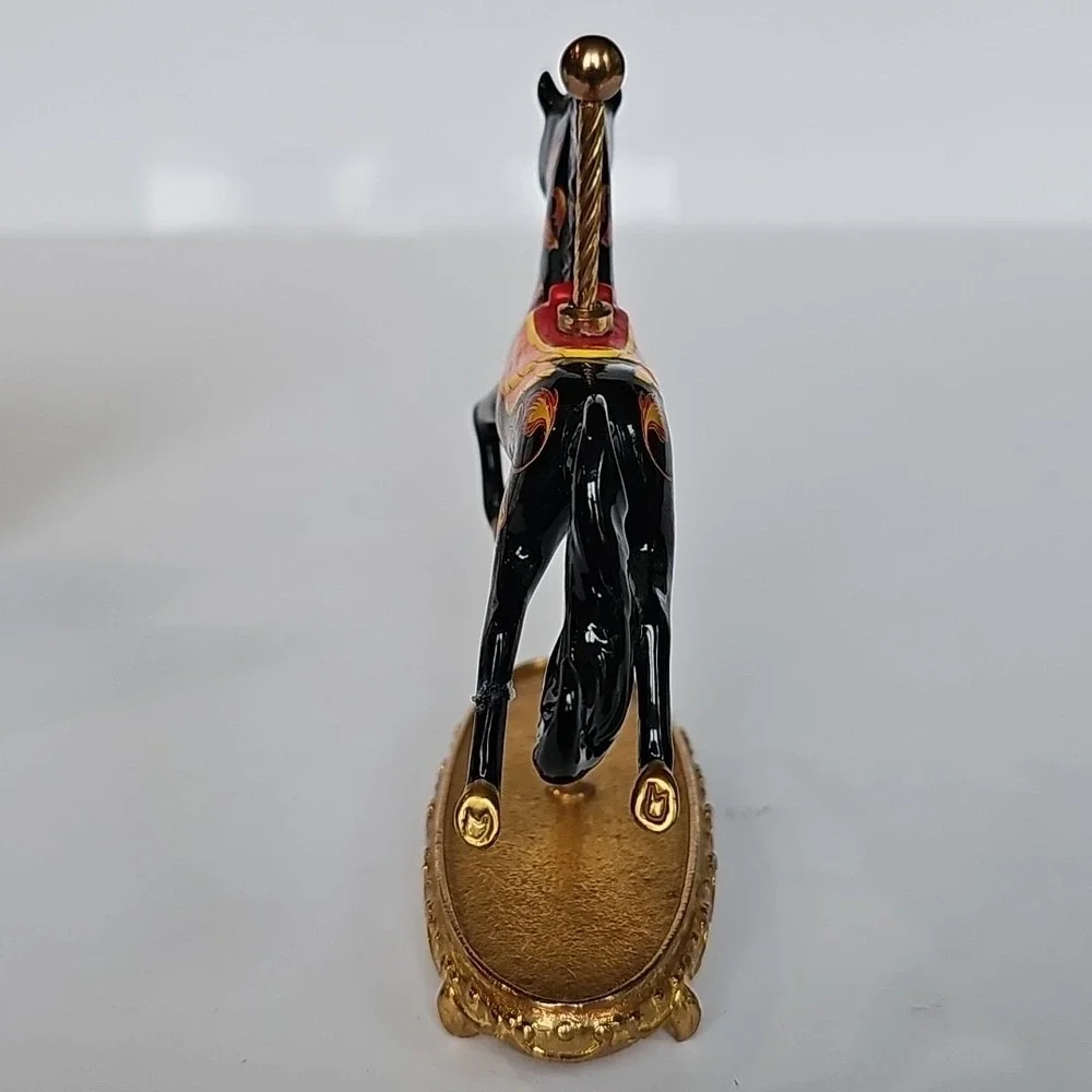 The World of Carousel Horses Russian Lacquer Horse Gold Porcelain‎ COA M1040